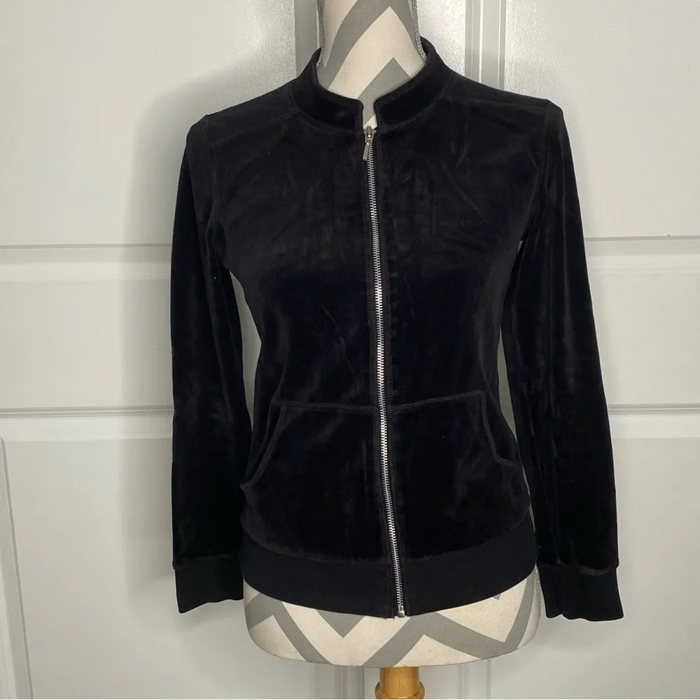 Style & Co Petite Black Zipup Top - Picture 2 of 7